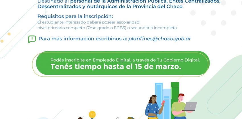 EXTIENDEN PLAZO DE INSCRIPCIÓN AL PROGRAMA DE TERMINALIDAD EDUCATIVA PARA AGENTES DE LA ADMINISTRACIÓN PÚBLICA