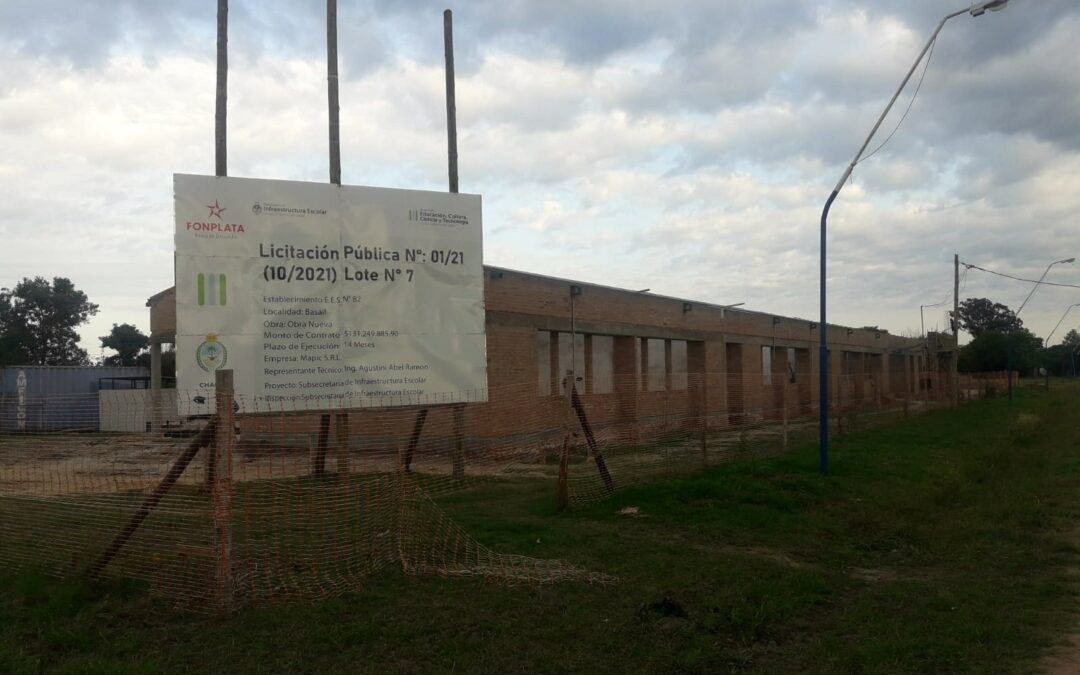 Avanza la construcción de la EES N° 82 de Basail. La obra financiada por Fonplata representa una inversión de $ 131.249.885,90. 