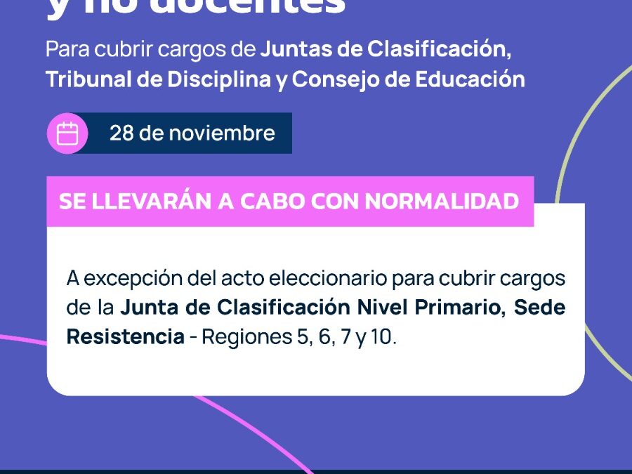 TRABAJADORES DE LA EDUCACIÓN DE TODA LA PROVINCIA ELIGEN A SUS REPRESENTANTES DOCENTES Y NO DOCENTES