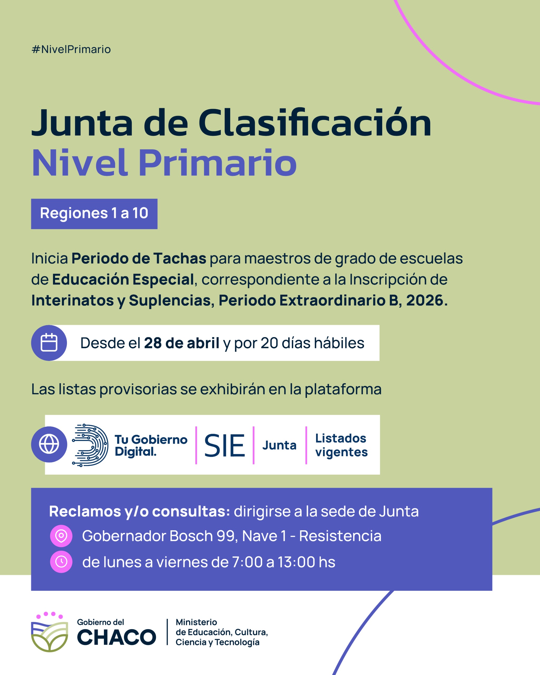 EDUCACIÓN ESPECIAL: ABRE PERIODO DE TACHAS DE INTERINATOS Y SUPLENCIAS PARA MAESTROS DE GRADO
